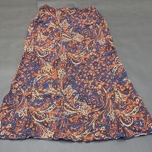Free People Boho Floral Blue and Orange Women's Skirt Size S